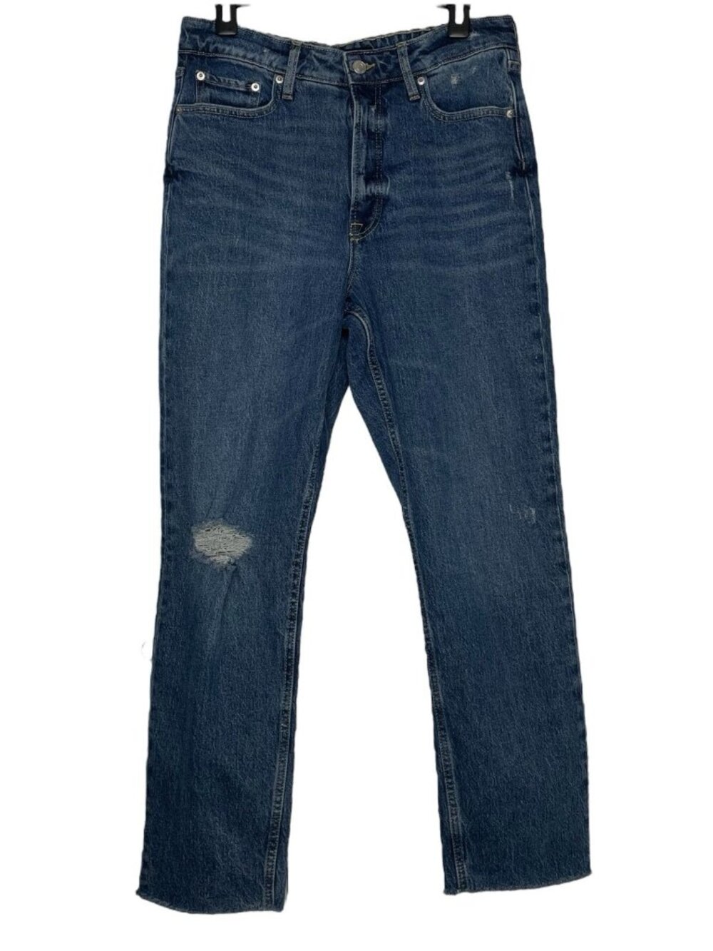 Free Assembly Womens Jeans Size 10 Super High Rise Straight Distressed Raw Hem